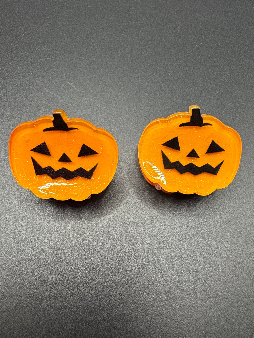 Pumpkin Jack-o'-Lantern Halloween hair clip  - Orange & Black